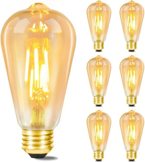 NETTLIFE LED Filament Leuchtmittel aus Glas, E27, Warmweiß, Transparent, 6er-Set - Bild 1