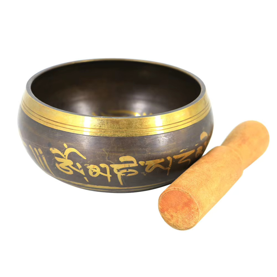 VKTECH Handgefertigte Buddha-Klangschale aus Metall in Gold für Yoga und Meditation - Bild 2