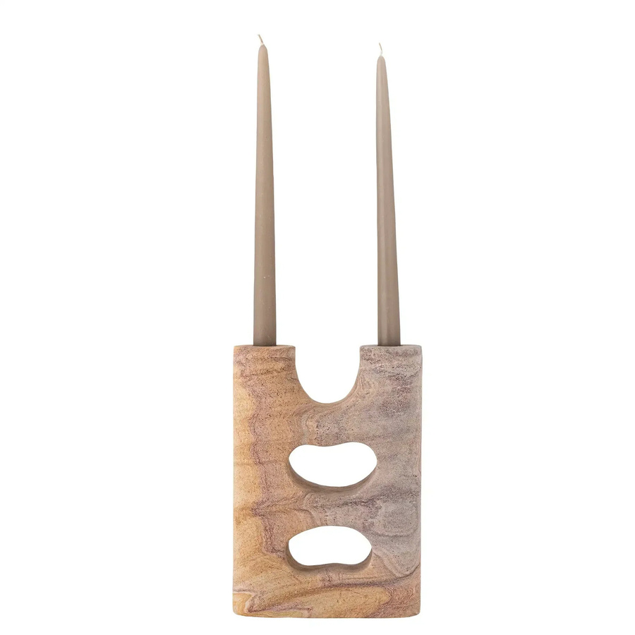 Bloomingville Kerzenhalter Lodi aus Sandstein in Beige und Sand, Höhe: 25,5 cm, Breite: 7,0 cm - Bild 1