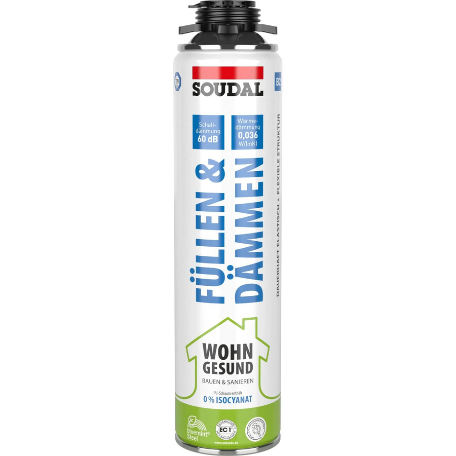 Soudal PU-Schaum Füllen & Dämmen SMX B2 Pistolenschaum aus Polyurethan, Weiß, 500 ml - Bild 2