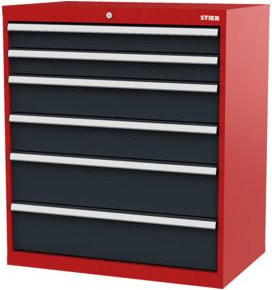STIER Schubladenschrank mit 6 Schubladen in Rot und Anthrazit, B/T/H: 90 x 57,5 x 102 cm - Bild 1