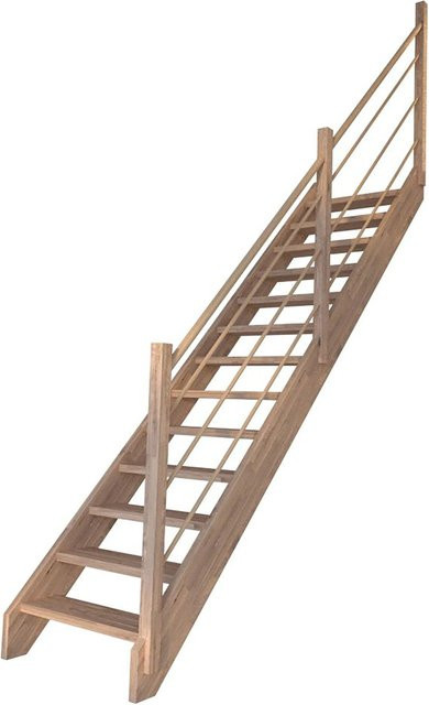 StarWood Treppe Mykonos Pro Eiche Gerade in Holz-Design Braun, Breite: 80 cm, Höhe: 280 cm, Tiefe: 23 cm - Bild 1