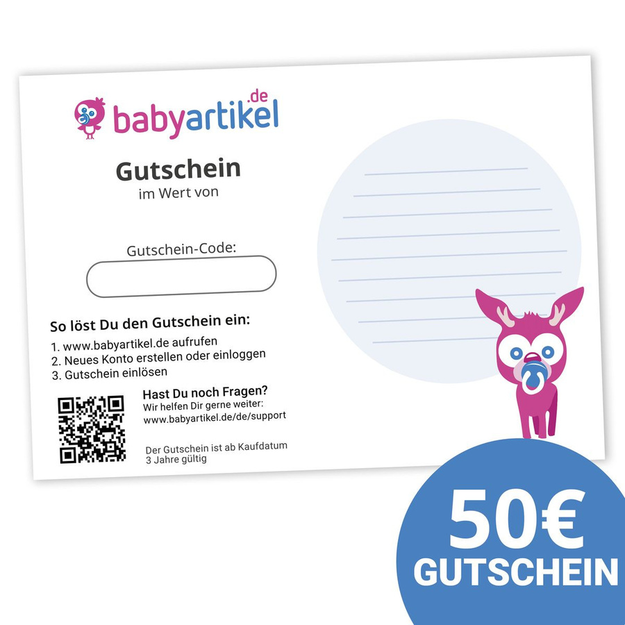 Babyartikel.de Geschenkgutschein im Wert von 50 Euro für Babyartikel - Bild 1