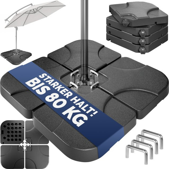 CASARIA 4er-Set Platten für Sonnenschirmständer aus HDPE, B/T/H: 105 x 105 x 7 cm - Bild 1