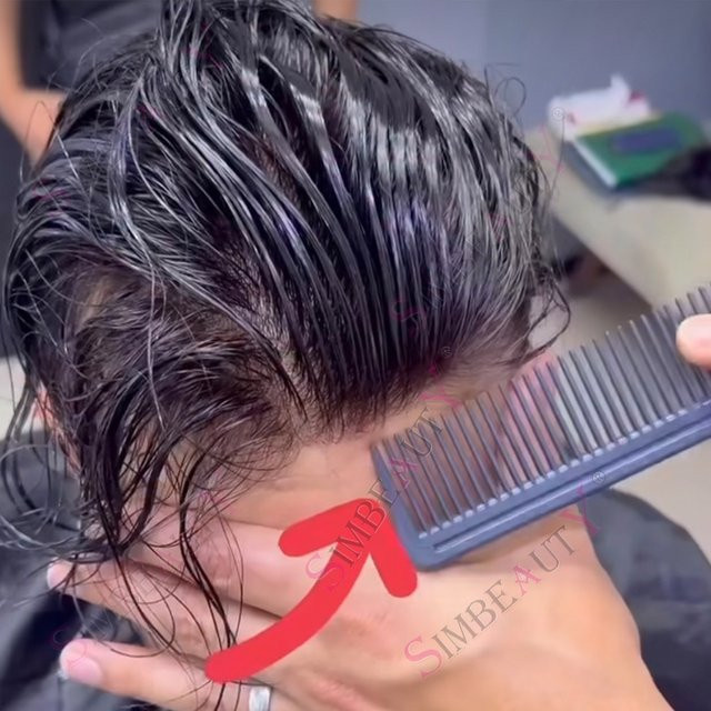 simbeauty Herrenperücke, Echthaar, 80 % Dichte, ultradünne Haut - Bild 1