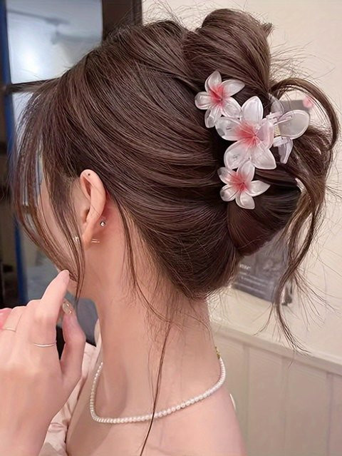 Haarnadel Blumen, hellrosa, Kunststoff, große Größe - Bild 1