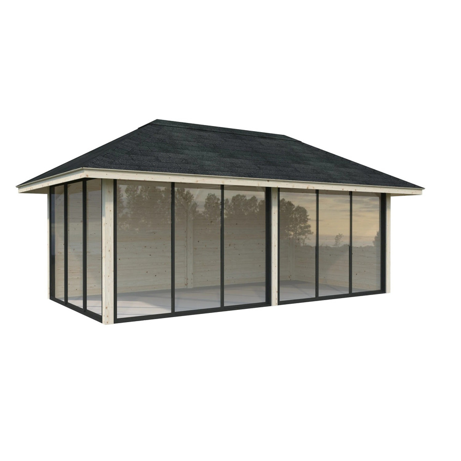 Palmako Pavillon Bianca Set mit Walmdach aus Fichtenholz und transparenter ESG-Verglasung, B/T: 588 x 300 cm - Bild 2