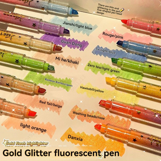 4er Set Glitter Textmarker von kissbuty in Multicolour für Tagebuch und Journal - Bild 1