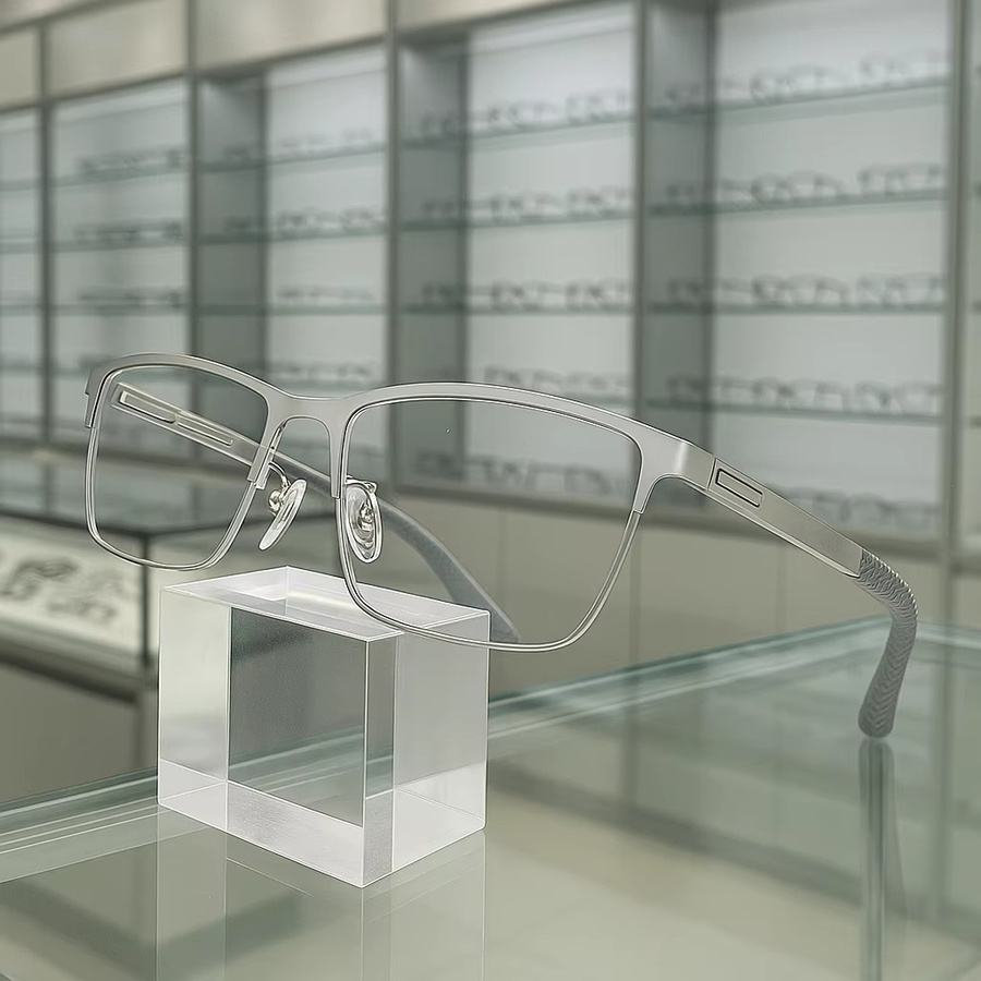 Halbrahmen Korrektionsbrille, Metall, rechteckig, silber, Herren - Bild 3