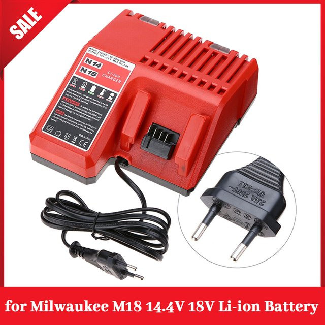Milwaukee Ersatz-Li-Ionen-Akku-Ladegerät für M18 14,4 V-18 V, Mehrspannungsladegerät in Rot - Bild 1
