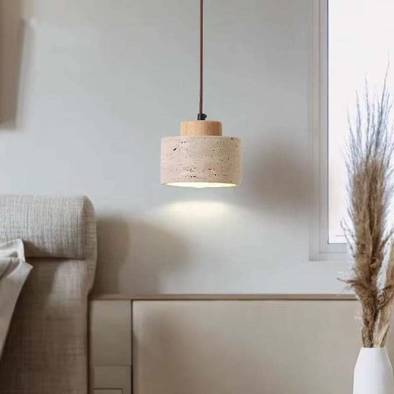 Moderne Pendelleuchte aus Travertinstein von JIANKEXING in Beige, Zylinder-Design für Schlafzimmer, Esszimmer und Küche - Bild 3