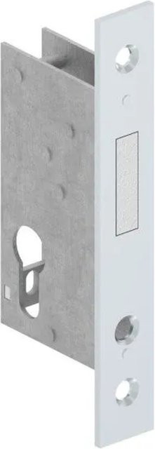 FeNau Rohrrahmen-Riegelschloss aus Zinkdruckguss in Silber mit Dornmaß 40 mm und Riegelausschluss 22 mm für Profilzylinder - Bild 1