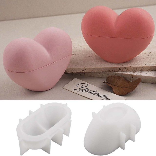 UDOCOOL Silikonform Herzform für DIY Kerzen und Gips in Pink - Bild 1