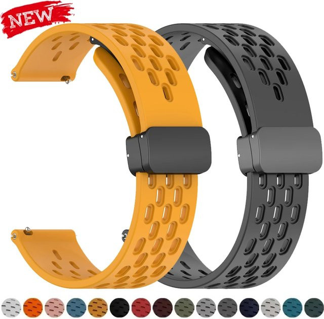 CAOWTAN Uhrenarmband Silikon, Schwarz, 20mm - Bild 1