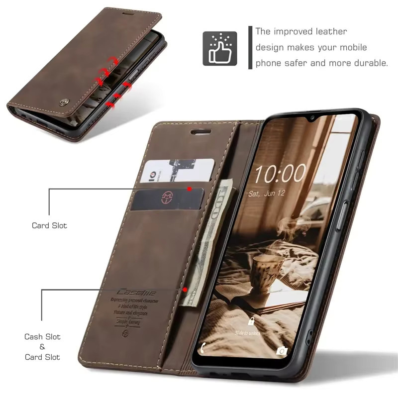 Luxus Leder Handyhülle Wallet Flip Case mit Kartenfach und Standfunktion für Samsung Galaxy A55 A35 A25 A15 A05S A73 A72 A54 A53 A52 4G 5G in Rot - Bild 3