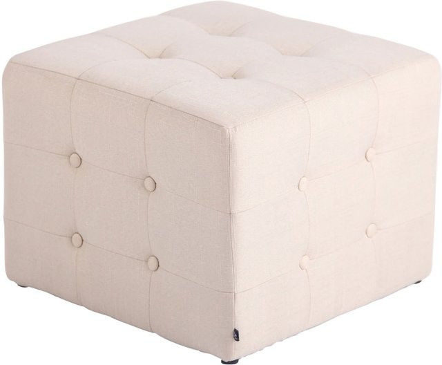 TPFLiving Sitzhocker Marlon Stoff in Beige B: 48,0 cm, T: 48,0 cm, H: 37,0 cm - Bild 1