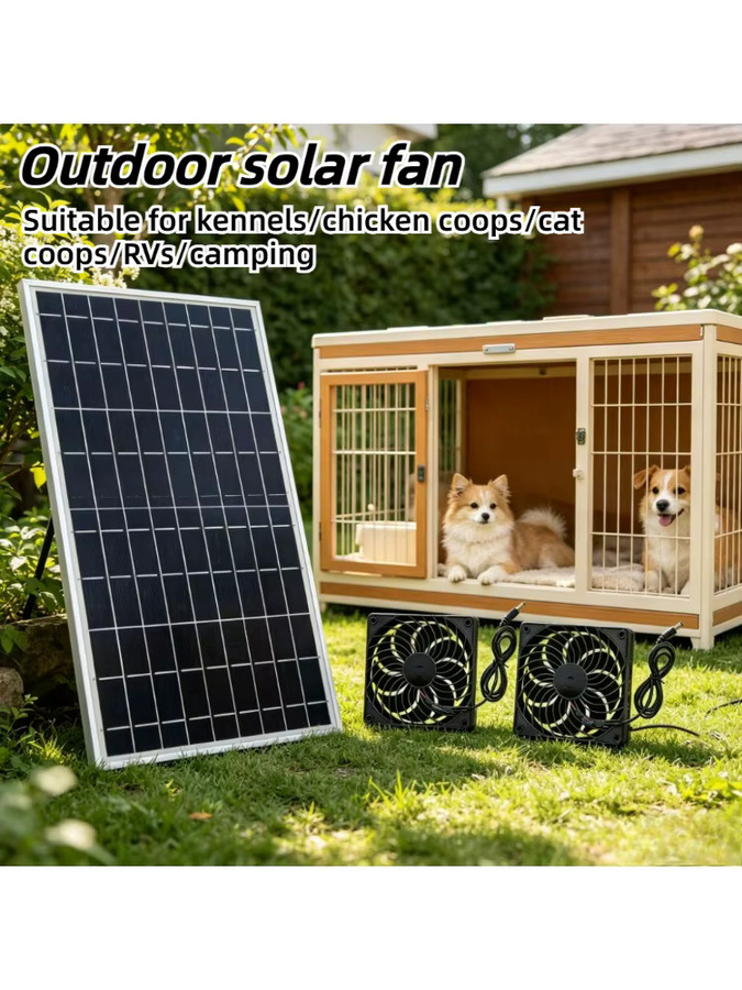 EESBAO Solarbetriebener Luftzirkulationsventilator 10W Allwetter Außenkühlung und Belüftung für Hühnerstall und Haustiere in Schwarz - Bild 6