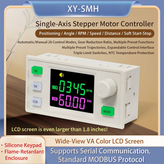 Aideepen XY-SMH einachsiger Schrittmotor-Controller in Weiß mit einstellbarer Motordrehzahl 0–100 %, Schutzfunktion und serieller TTL-Kommunikation via USB-C - Bild 1