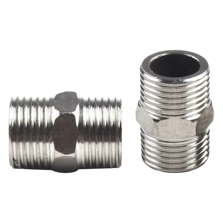IOUHAPPY Duschschlauch-Verlängerungsadapter aus Edelstahl in Silber, 2er-Set, 1/2 Zoll - Bild 2