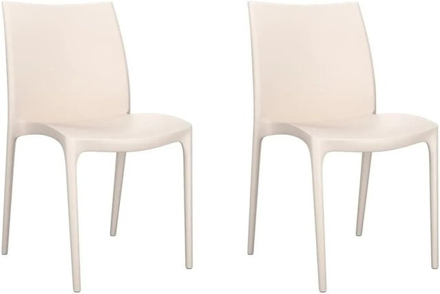 Furnicato Gartenstühle 2er Set aus Polypropylen in Creme, stapelbar, modern und matt - Bild 1