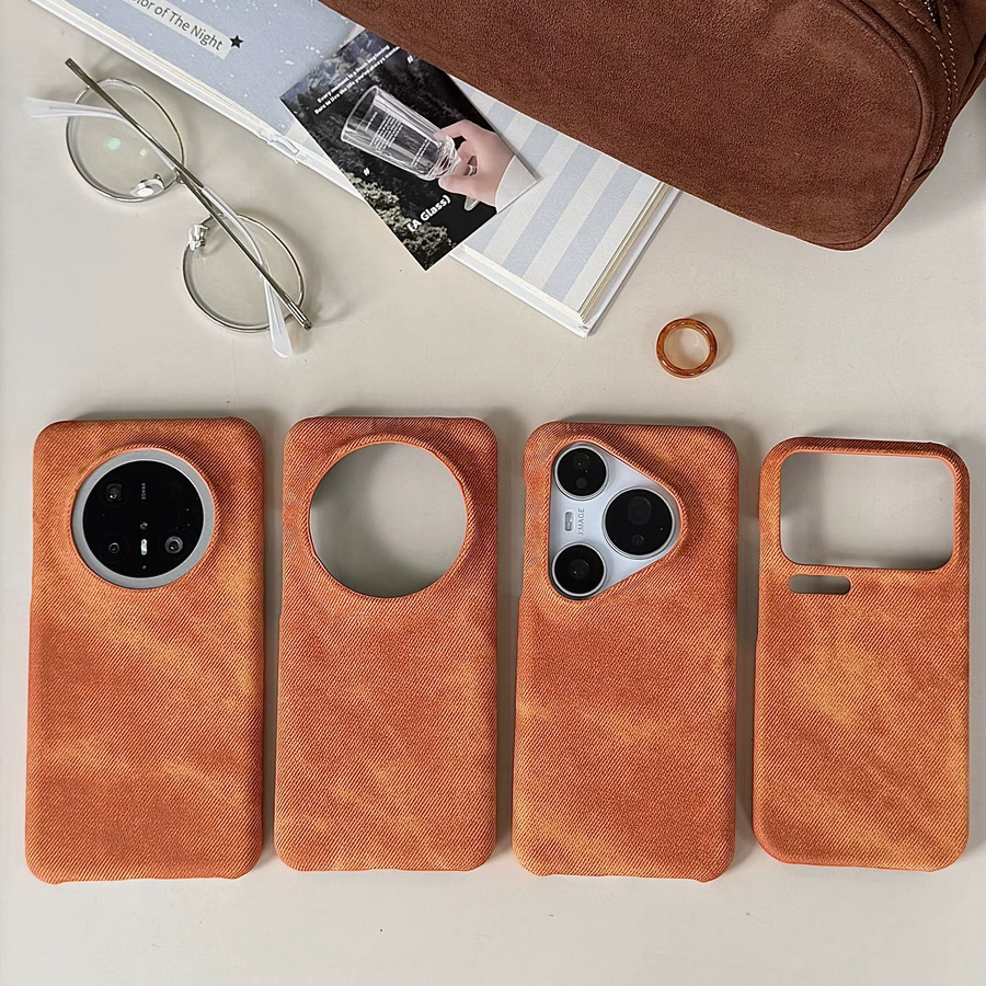 Rahmenlose Leder-Schutzhülle mit Cowboy-Muster für Xiaomi 17, 15 und 14 Pro Max in Orange, ultradünn und matt - Bild 4