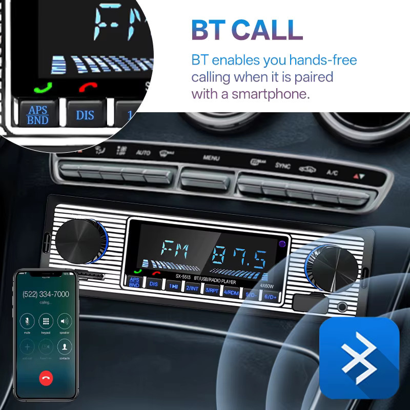 Hippcron 1 Din Autoradio MP3 Stereo Audio Player mit Bluetooth, FM Empfänger, AUX und USB in Schwarz - Bild 3
