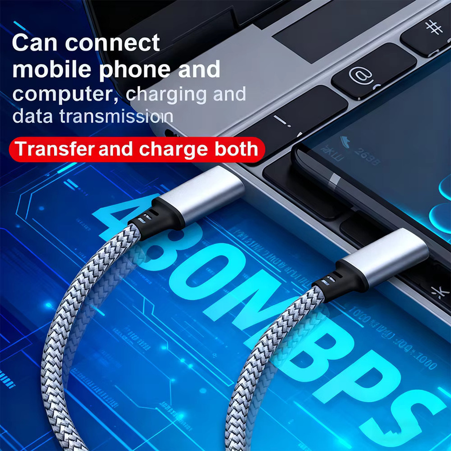 Lann USB C auf USB C PD Schnellladegerät Datenkabel 60 W in Grau - Bild 2