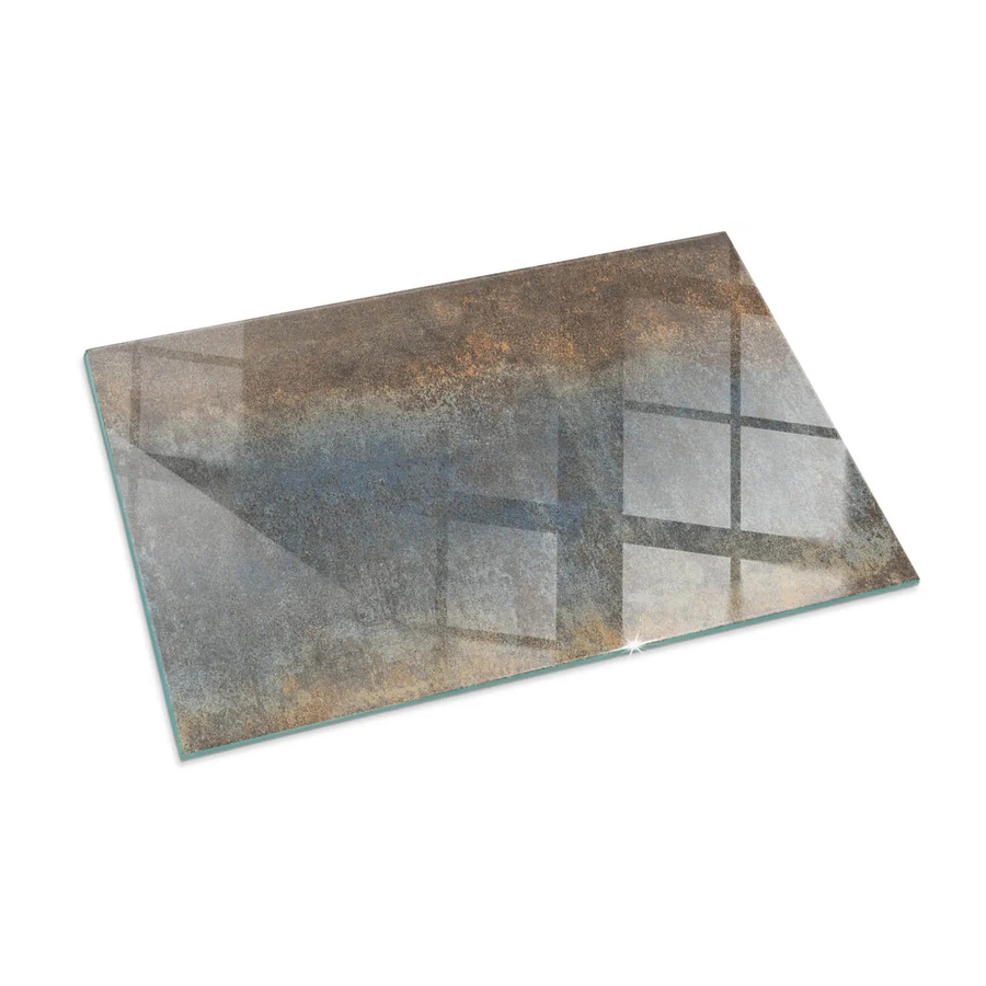 Tulup Glasplatte für Kamin mit abstraktem Texturmuster in Braun, B: 100 cm, H: 70 cm - Bild 2