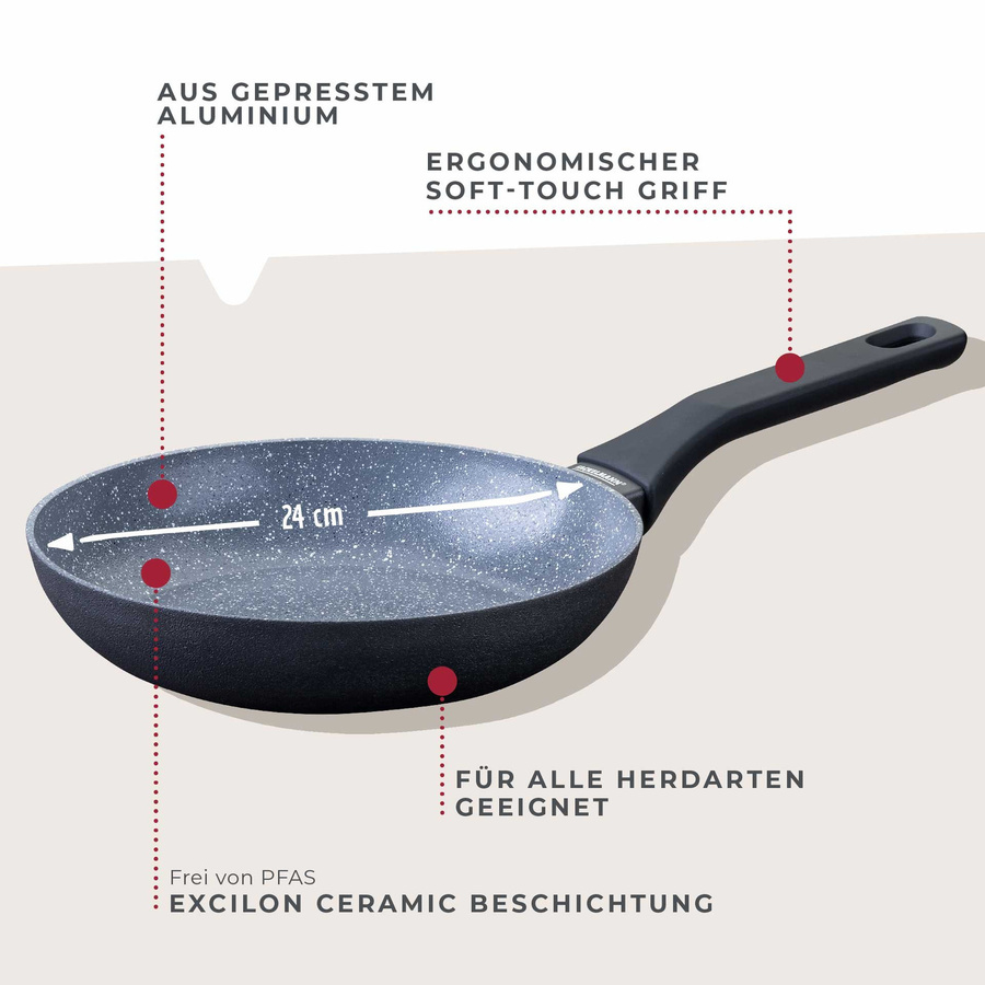 Fackelmann Bratpfanne Cosmo aus Keramik in Schwarz und Grau, Ø 24 cm, antihaftbeschichtet und backofenfest - Bild 3