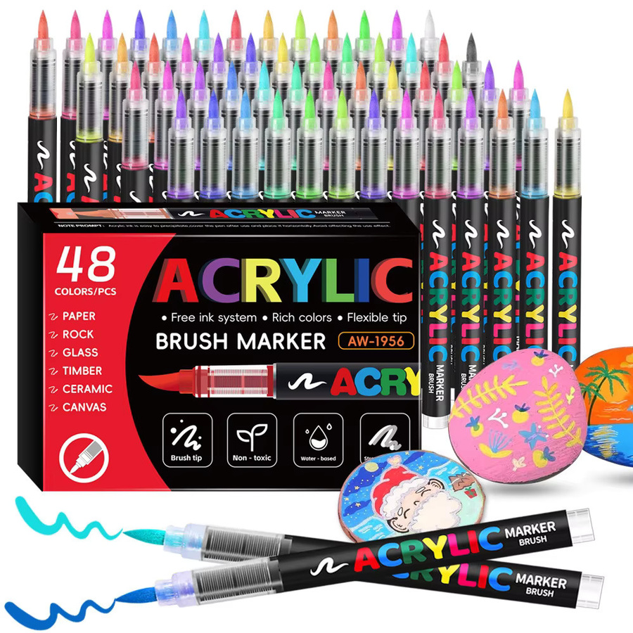 Haile Acryl-Marker Set mit 168 Farben und weicher Pinselspitze inklusive automatischem Tintenkontrollsystem für DIY-Handwerk und Felsmalerei in Multicolour - Bild 3