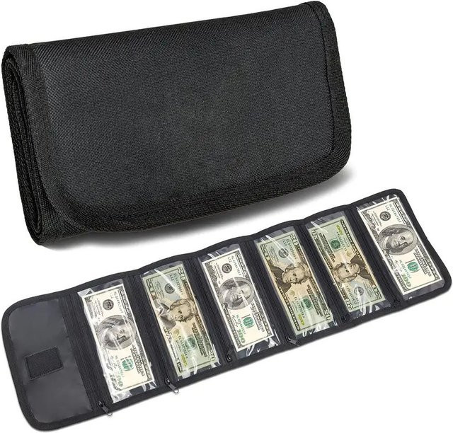 Geldkassette mit 6 Reißverschlussfächern als Aufbewahrungsbox für Bargeld und Tickets in Schwarz - Bild 1