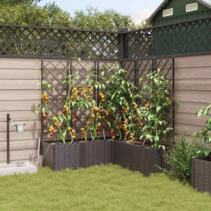 vidaXL Gartenpflanzer aus Stahl und Kunststoff in Braun, B/T/H: 120 x 120 x 142 cm - Bild 1