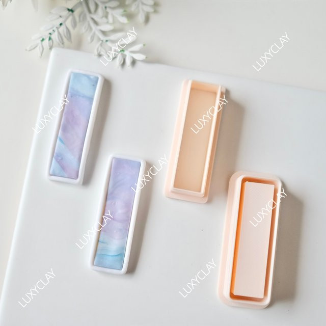 2 Stück geprägte Polymer-Clay-Schneider und Stempel in Lünettenform für die Schmuckherstellung, Weiß - Bild 1