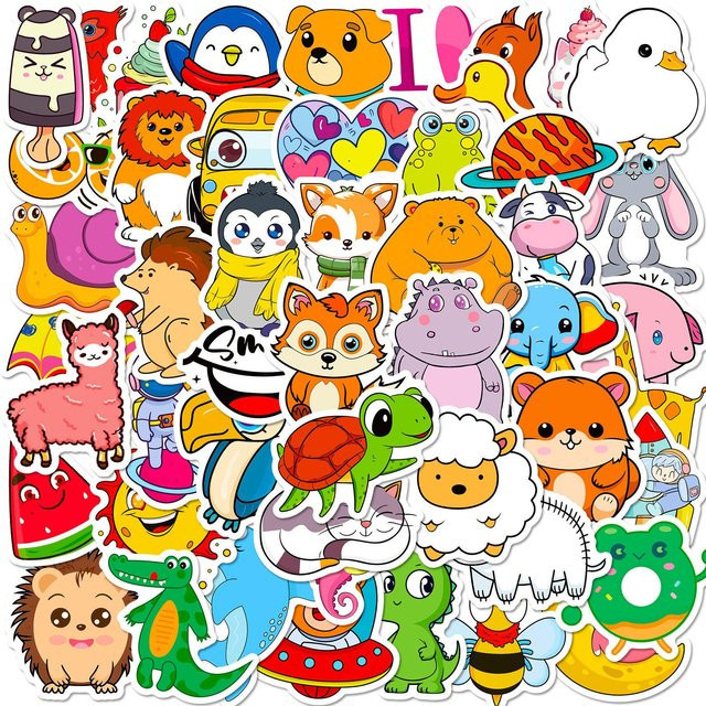50-300 Cartoon Niedliche Kinder Tiere Doodle Aufkleber Schreibwaren Aufkleber - Bild 1