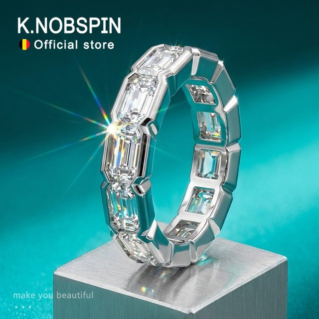 KNOBSPIN Eternity Band Ring, 925 Silber, Moissanit, Damen - Bild 1