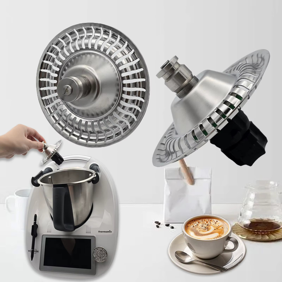 Milchaufschäumer-Aufsatz von Vorwerk kompatibel mit Thermomix TM5 und TM6 in Silber für Cappuccino, Latte Art und Milkshakes - Bild 4