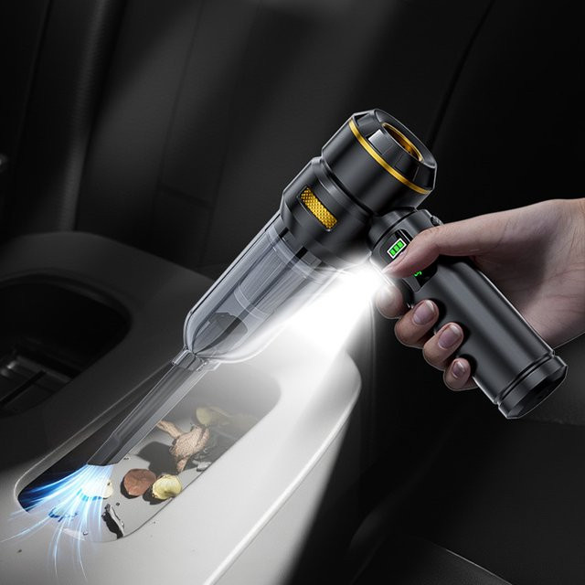 SUITU Akku Handstaubsauger mit LED-Lampe und Gebläsefunktion, Schwarz, 98000PA Leistungsstarker Mini-Reiniger für Auto und Haushalt - Bild 1