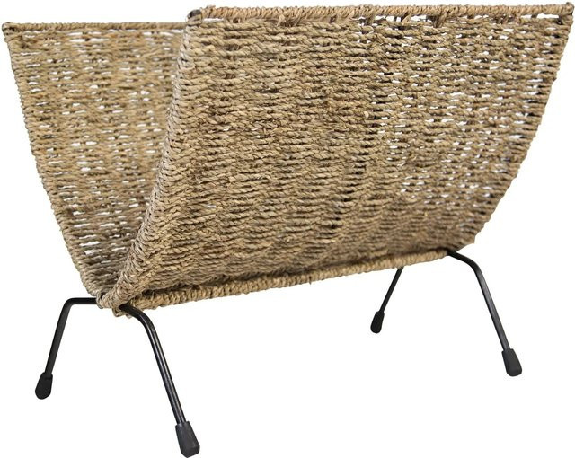 Homestyle4u Zeitungsständer Magazinhalter aus geflochtenem Seegras in Beige mit Metallrahmen B: 23,0 cm, T: 33,0 cm, H: 37,0 cm - Bild 1