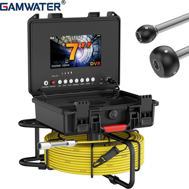 MAOTEWANG Kanalinspektionskamera mit 7-Zoll-Display, 30m Kabel und IP68 Wasserdichtigkeit, Industrielle Abflussrohr-Endoskopkamera mit 16GB DVR für 17mm/23mm Rohre - Bild 1