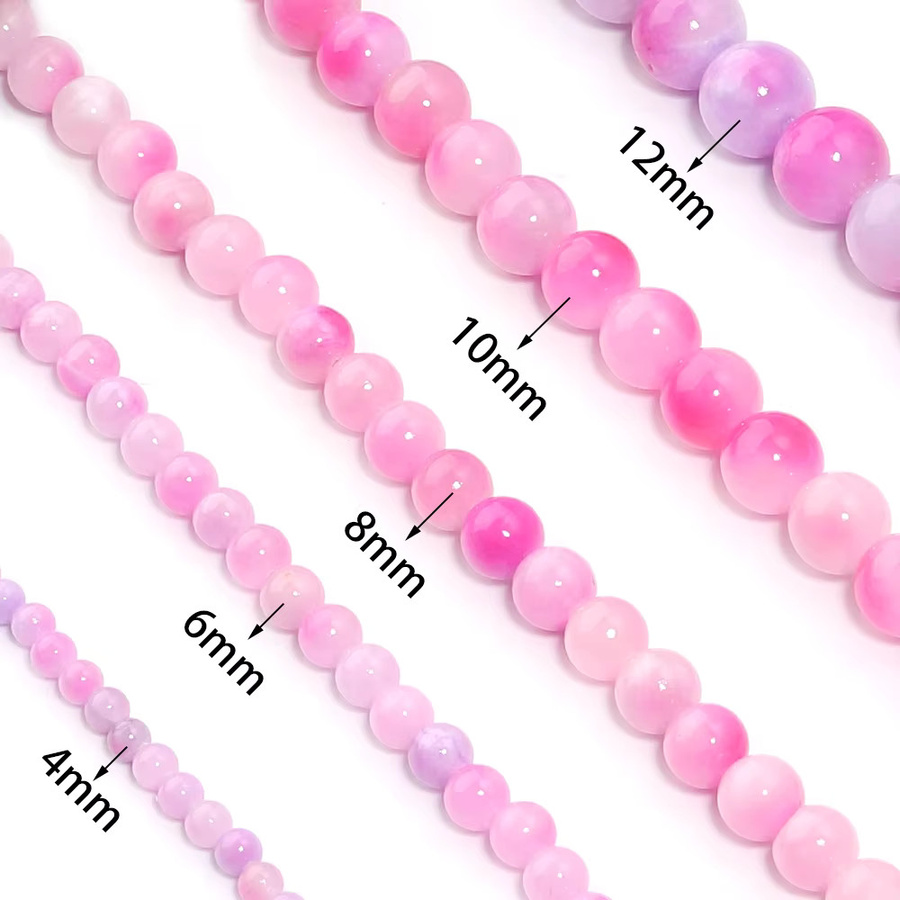 Louleur Perlen, persischer Jadestein, pinkfarben, rund, 4-12 mm - Bild 2