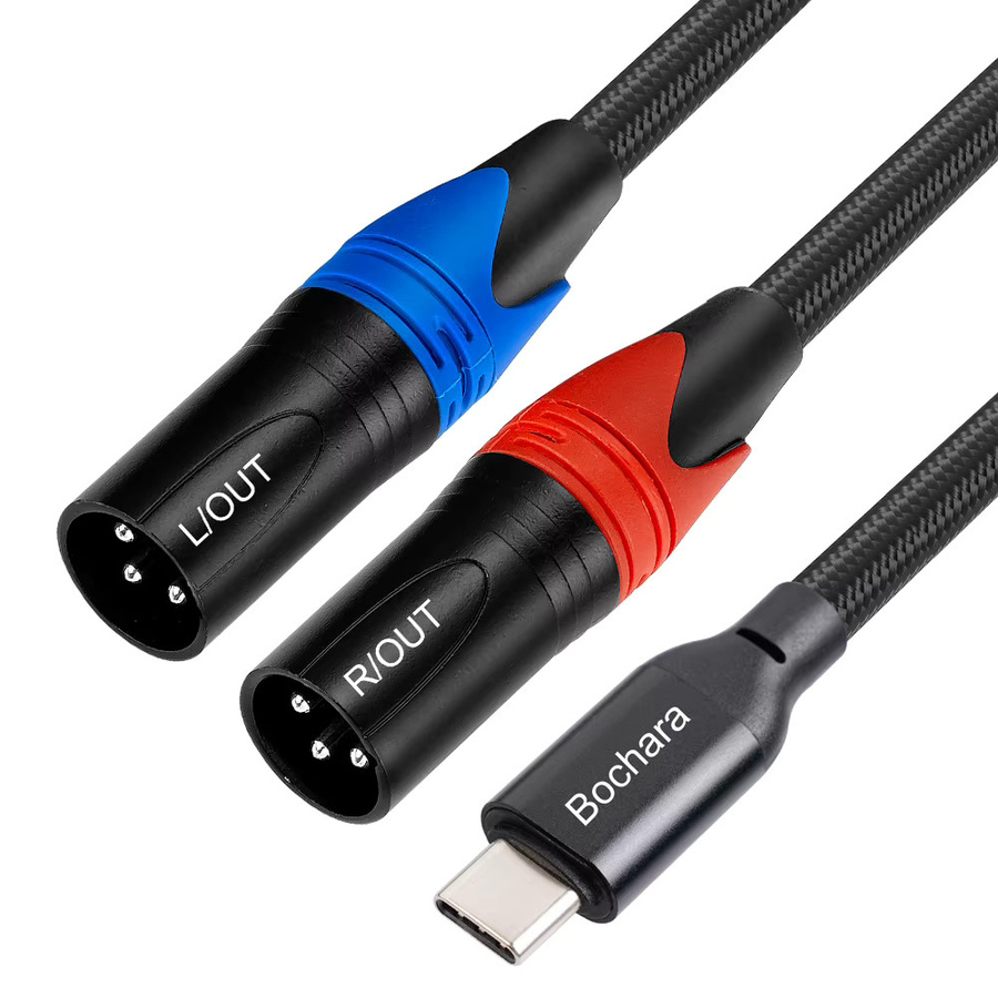 Bochara USB-C auf Dual-XLR Audiokabel, geflochten und abgeschirmt, Schwarz - Bild 2