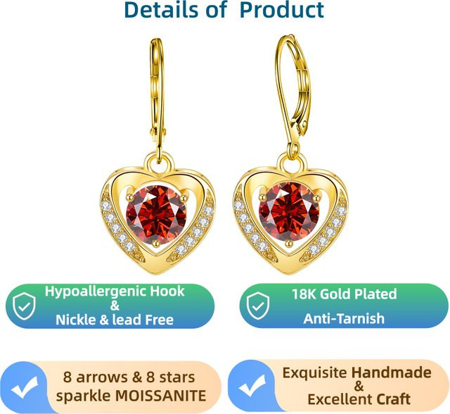 LAMVOICE Haken-Ohrring, Moissanit, Gold, Damen - Bild 1