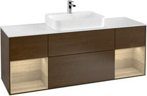 V&B Waschtischunterschrank Finion in Weiß mit Eichenregal, Wandmontage, B/T/H: 160 x 60 x 50,1 cm - Bild 1