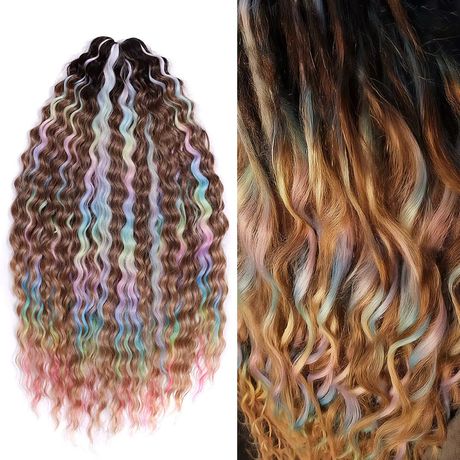 FREEDOM Twist Crochet Haar Extensions, 55 cm, Ombre Braun Regenbogenfarben - Bild 3