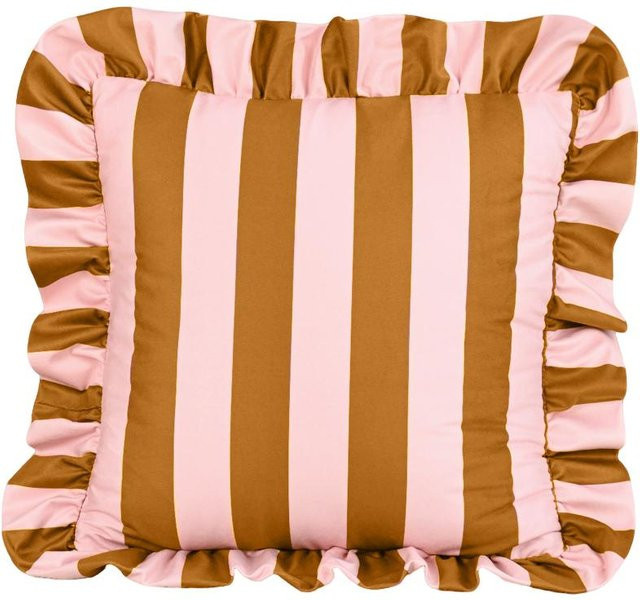 JMG Clothing Kissenbezug aus Samt mit Streifen und Spitze in Pink, B/T/H: 45 x 45 x 0 cm - Bild 1