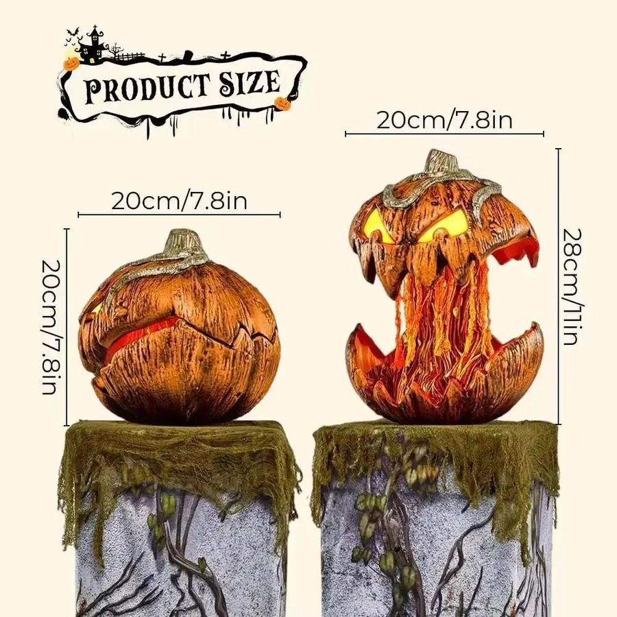 Trebalena Halloween Kürbis-Dekoration Gruselige Jack-O-Lantern Köpfe für die Gartendekoration im Freien - Bild 6