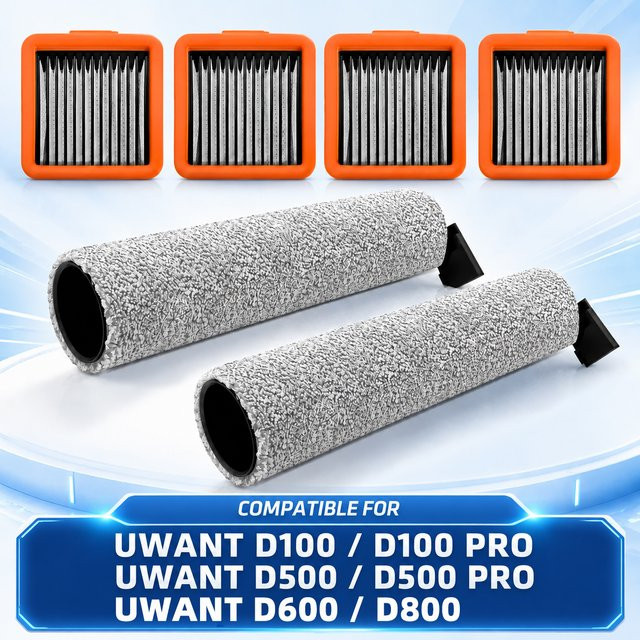 OSSIEAO Ersatzteil-Set für UWANT Saugroboter mit Hauptrollenbürste und HEPA-Filter, kompatibel mit D100, D100 PRO, D500, D500 PRO, D600 und D800 - Bild 1