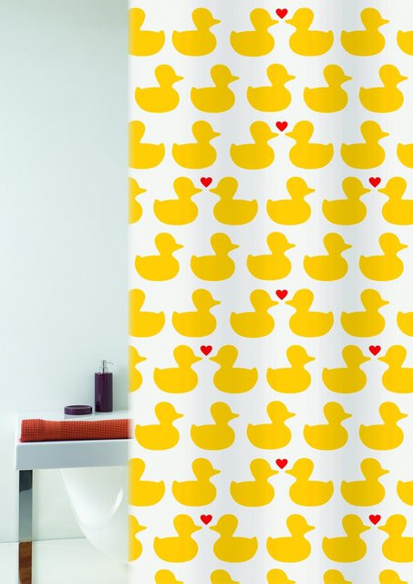 Duschvorhang HAPPY SPRING mit Tiermotiven in Gelb, Rot und Multicolour, B/H: 200 x 180 cm - Bild 1