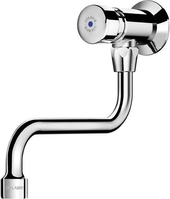 Delabie TEMPOSTOP Wand-Selbstschlussventil mit schwenkbarem Auslauf, G1/2, Chrom - Bild 1