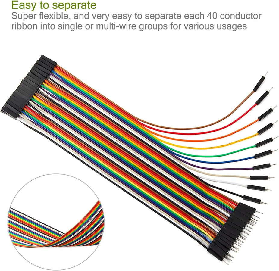 AOKIN Dupont Jumper Wire Anschlusskabel Set für Arduino, 40PIN, Multicolor, Stecker auf Stecker, Buchse auf Stecker und Buchse auf Buchse - Bild 1